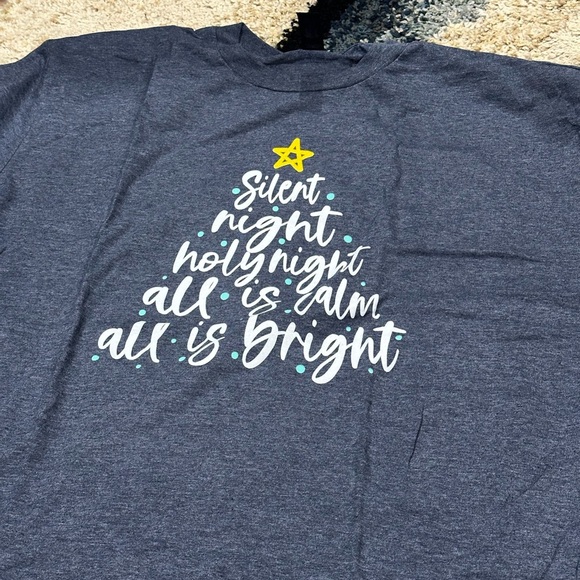 “Silent Night” Christmas Tree design XL NWT Eternal Light: Gildan Grey T-Shirt - Picture 1 of 11